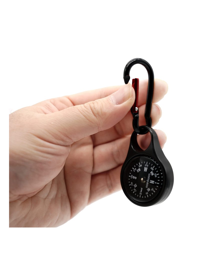 SYOSI Mini Survival Compass with Carabiner, 2 in 1 Zinc Alloy Clip-on Direction Guide Keychain Holder Hook Emergency Kit Tools for Outdoor Camping Hiking Hunting Mountaineering Hiking (2 Pieces) - Image 3