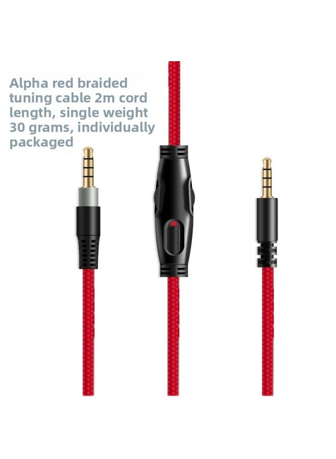 For HyperX Cloud Alpha Alpha Mix/Alphas Skyline Audio Cable-Color:Alpha Red Braided Tuning Line-Length:2m  - Image 1