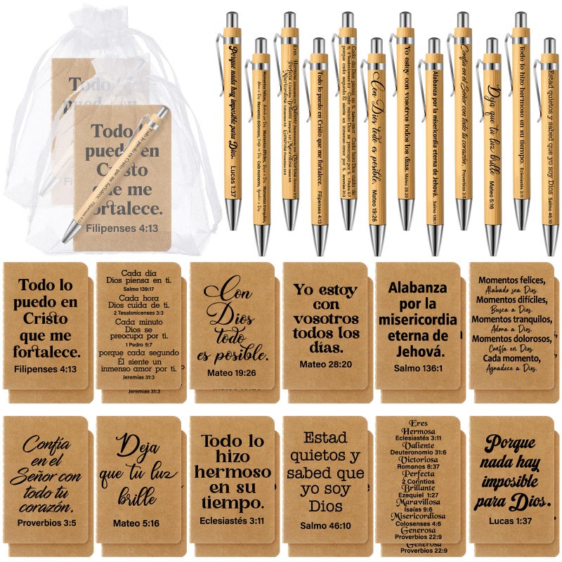 Fuyoooo 72 Pieces Regalos Cristianos En Espaol Regalos Para Spanish Mother Day Gift Christian Bible Baptism Church Catholic Gift Religious Notebooks Set for Mom Bible Study GroupVintage Style - Image 2