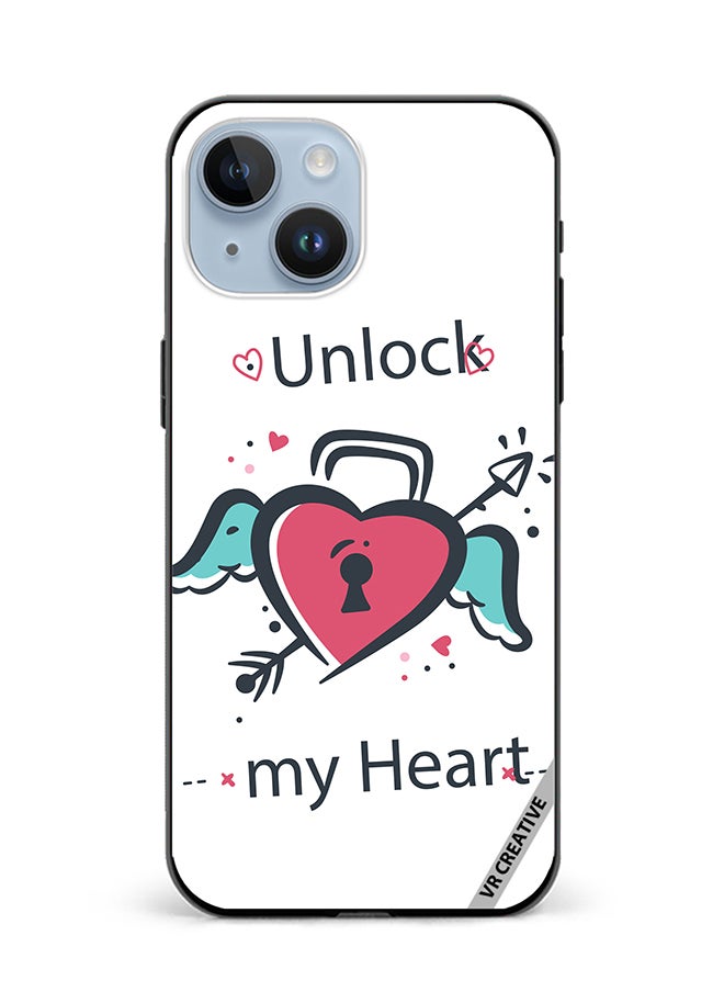 VR CREATIVE Protective Case Cover For Apple iPhone 15 Unlock My Heart Design Multicolour  - Image 1