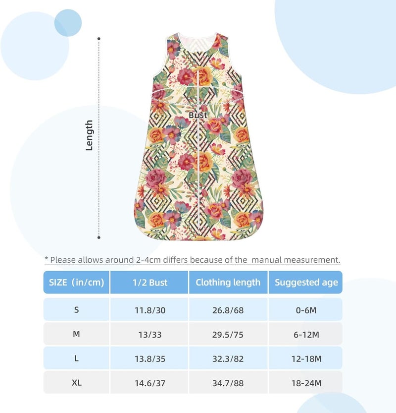 Modern and Unique Floral Bouquet Baby Wearable Blanket Infant Boys Girls Sleeping Bags for Newborn Medium - Image 5