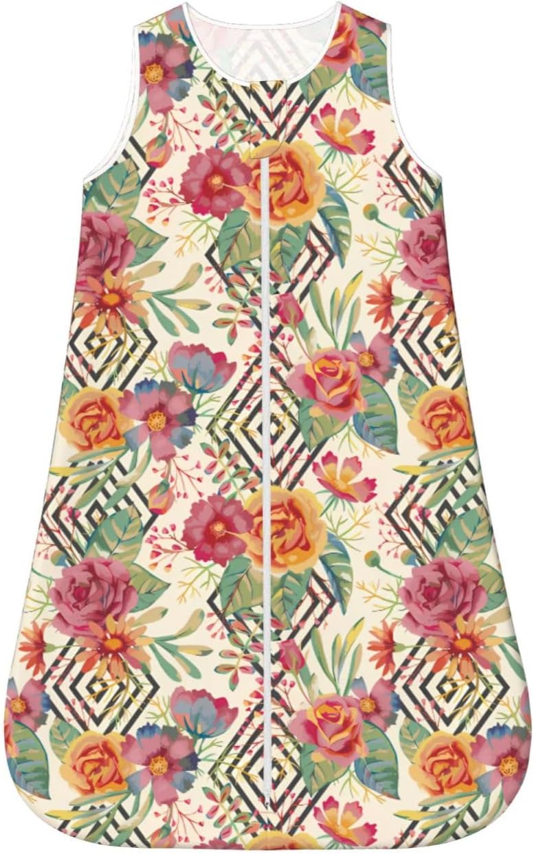 Modern and Unique Floral Bouquet Baby Wearable Blanket Infant Boys Girls Sleeping Bags for Newborn Medium - Image 1