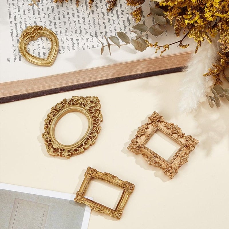 22 Pcs Vintage Mini Baroque Resin Frame Set Small Jewelry Holder Wall Table Photo Decor - Image 3