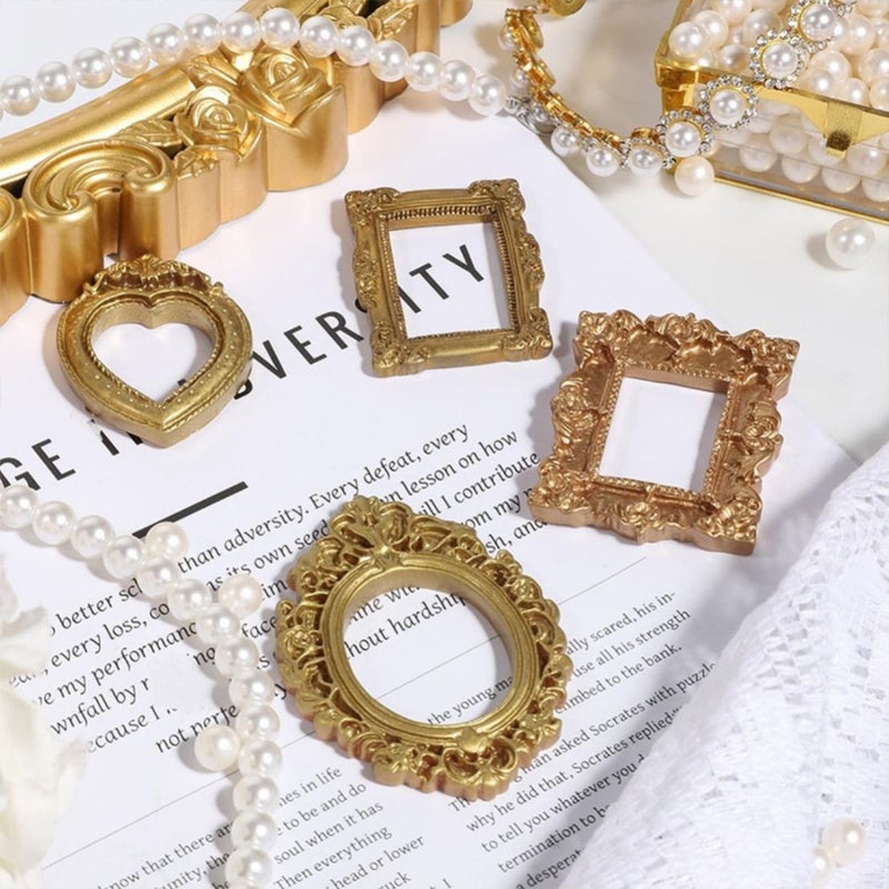 22 Pcs Vintage Mini Baroque Resin Frame Set Small Jewelry Holder Wall Table Photo Decor - Image 4