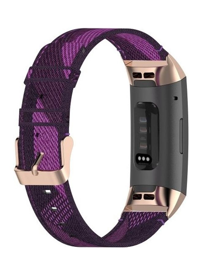 BGM For Fitbit SE Head Grain Denim Replacement Strap Watchband Purple - Image 3