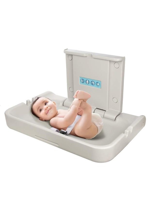Modundry Fold Down Baby Changing Station Wall Mount Horizontal Baby Change Table with Safety Straps for Commercial Restrooms (2 White Granite) - Image 1