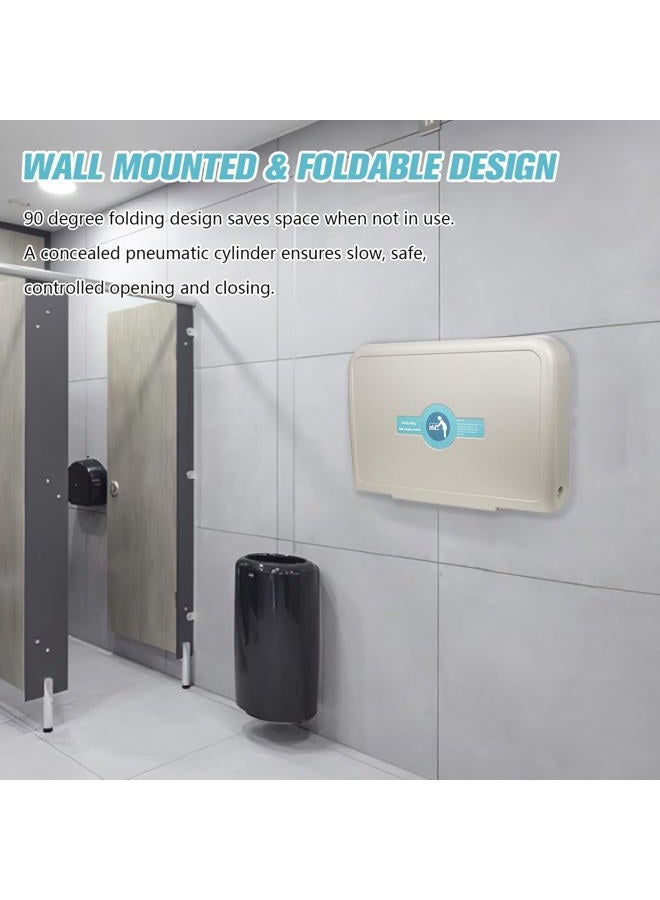 Modundry Fold Down Baby Changing Station Wall Mount Horizontal Baby Change Table with Safety Straps for Commercial Restrooms (2 White Granite) - Image 5