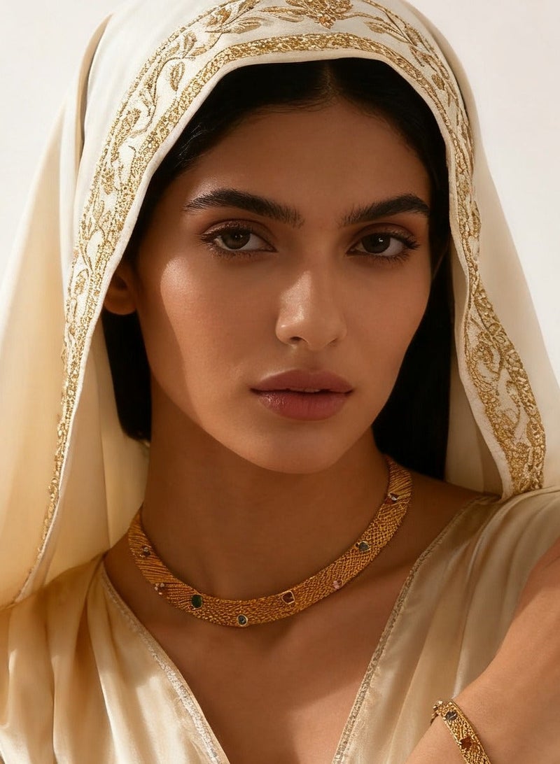 سونداراسوندارا عقد تشوكر فاخر مزين بالكريستال مطلي بالذهب عيار 18، سلسلة من فولاذ التيتانيوم للنساء والفتيات، مع علبة هدايا فاخرة، هدية مثالية للنساء والفتيات لعيد الحب، عيد الأم، أعياد الميلاد، الخطوبة، وحفلات الزفاف - Image 2