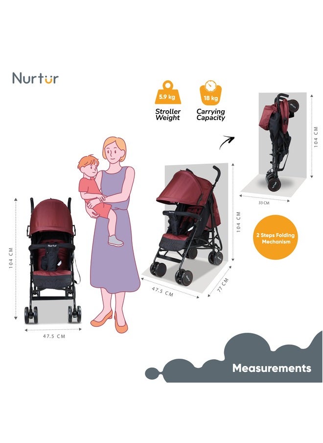 Nurtur عربة أطفال خفيفة الوزن من آرتشر بيبي للأطفال من 0 إلى 36 شهرًا، سلة تخزين قابلة للفصل، حزام أمان بـ 5 نقاط، تصميم مدمج، منتج رسمي  - Image 3