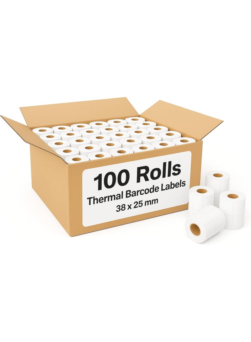 Aoura Grp AOURA 38×25 mm Thermal Barcode Labels | 100 pcs | Direct Thermal Printing | For POS, Retail, Product & Inventory Labeling - Image 1