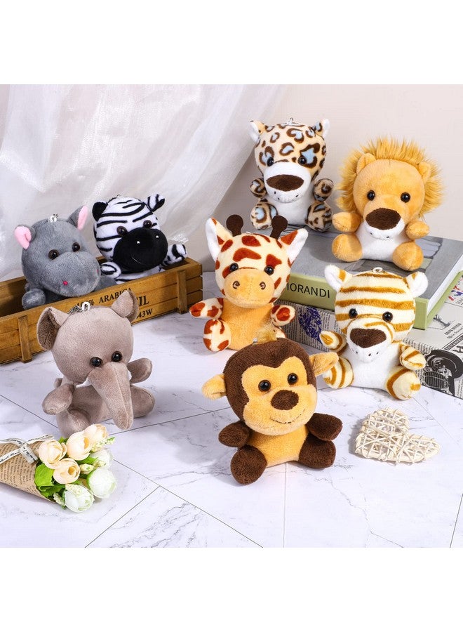 Elcoho 16 Pieces Safari Mini Stuffed Jungle Animal Set Small Stuffed Forest Animal 3.75 Inch Animal Keychain Plush Toys for Animal Themed Parties Kids Birthday(Sitting) - Image 4