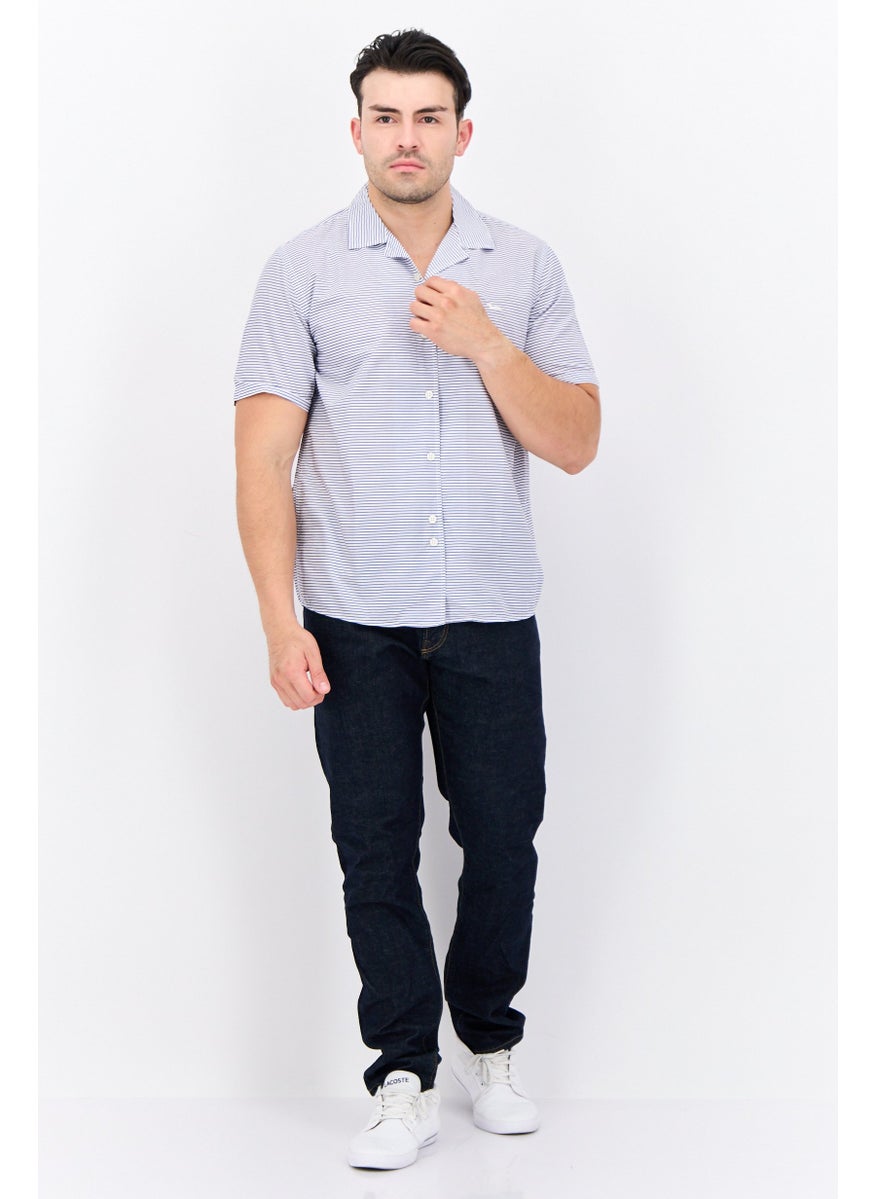 Harmont & Blaine - Men Regular Fit Stripe Short Sleeves Casual Shirt, Blue/White - Image 1