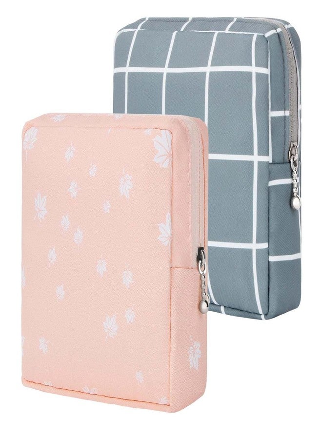 NIGHTSTAR Portable Mini Slim Fashion Nursing Sanitary Napkin Pouch Pad Holder Zipper Travel Cosmetic Makeup Jewellery Storage Bag for Girl and Women (Dark Grey-Peach-2 Pcs) - Image 1