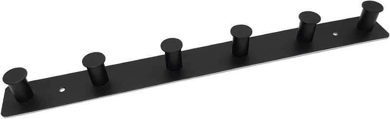 6 Hooks Black Wall Mounted Coat Rack Zinc Alloy Hooks for Clothes Towels Hats Bags - Image 2