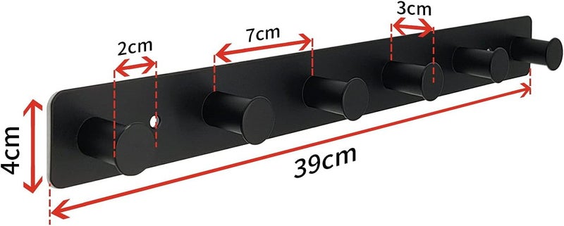 6 Hooks Black Wall Mounted Coat Rack Zinc Alloy Hooks for Clothes Towels Hats Bags - Image 3