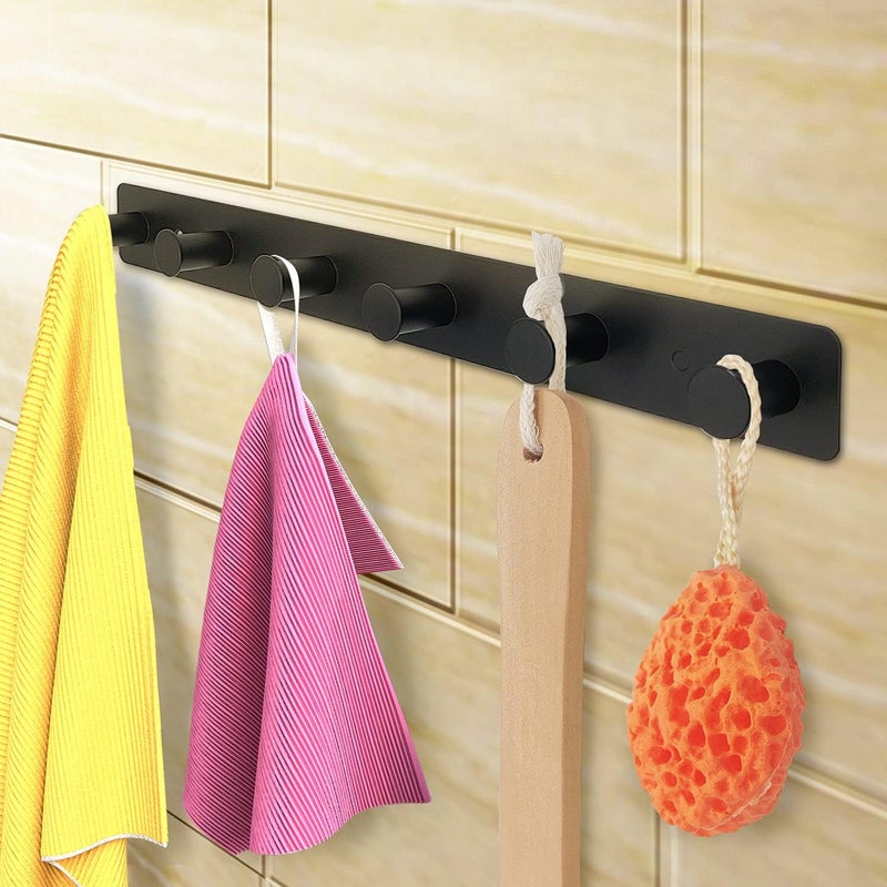 6 Hooks Black Wall Mounted Coat Rack Zinc Alloy Hooks for Clothes Towels Hats Bags - Image 5