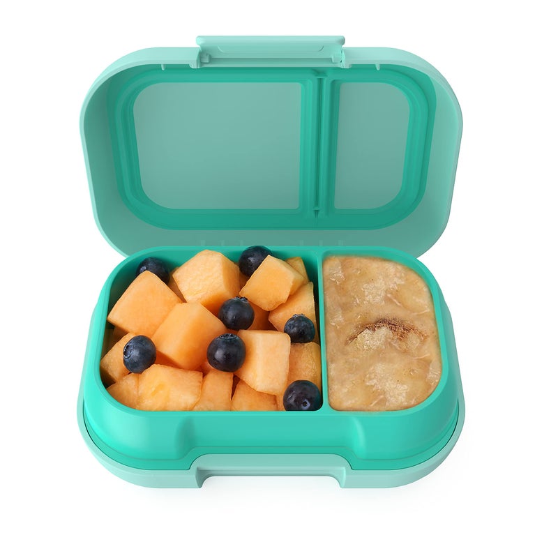 بنتجو Kids Snack - 2 Compartment Leak-Proof Bento-Style Food Storage for Snacks and Small Meals, Easy-Open Latch, Dishwasher Safe, and BPA-Free - Ideal for Ages 3+ (Aqua) - Image 1