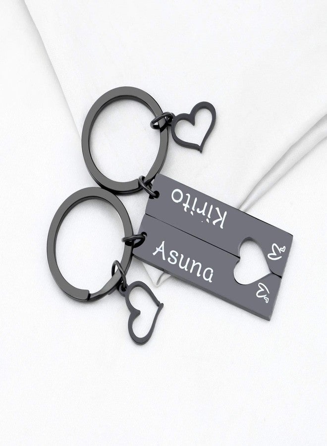 MYOSPARK Kirito And Asuna Couples Keychain Set His And Her Gift For Couple Boyfriend Husband (Ausna and Kirito Keychain black) - Image 4