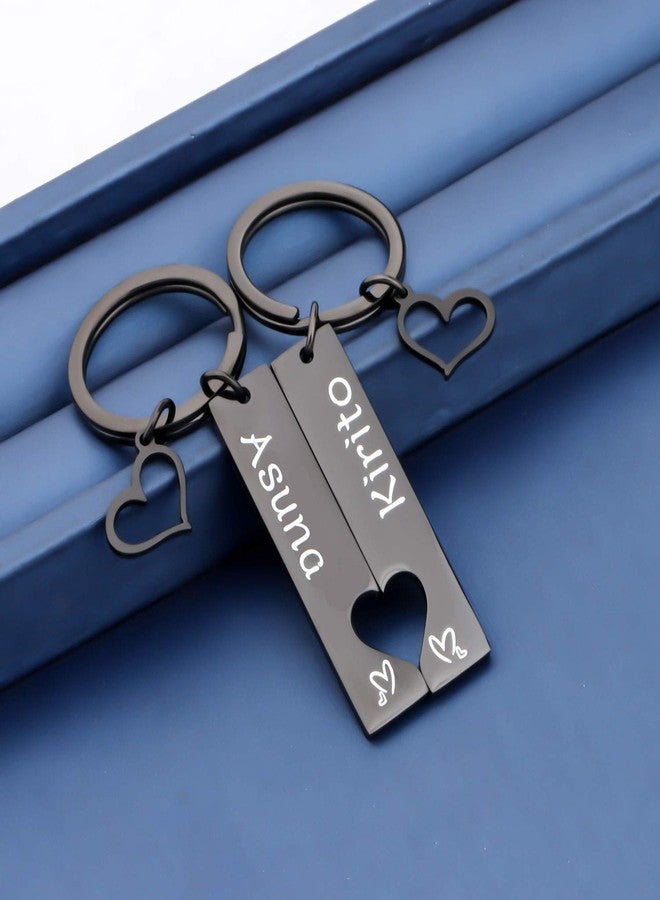 MYOSPARK Kirito And Asuna Couples Keychain Set His And Her Gift For Couple Boyfriend Husband (Ausna and Kirito Keychain black) - Image 3