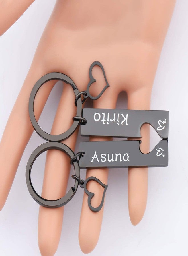 MYOSPARK Kirito And Asuna Couples Keychain Set His And Her Gift For Couple Boyfriend Husband (Ausna and Kirito Keychain black) - Image 5