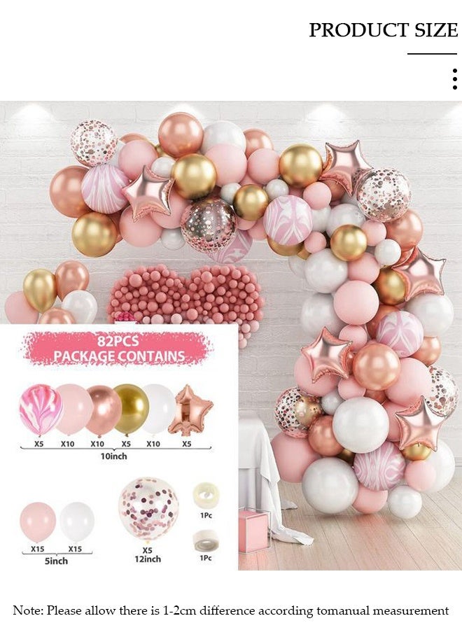 DUNISO 82 قطعة متعدد الألوان بالون جارلاند طقم قوس معدني وردي باستيل اللاتكس بالونات مجموعة للطفل حفل زفاف عيد ميلاد زينة خلفية - Image 2