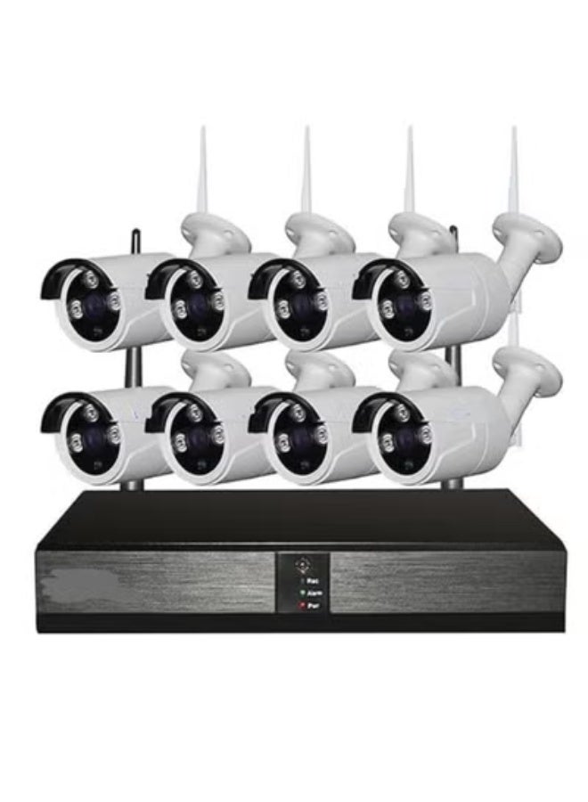 نظام أمان لاسلكي بـ 8 كاميرات بدقة 2.0 ميجابكسل – مناسب للاستخدام الداخلي والخارجي – جودة عالية وسهولة في التركيب
