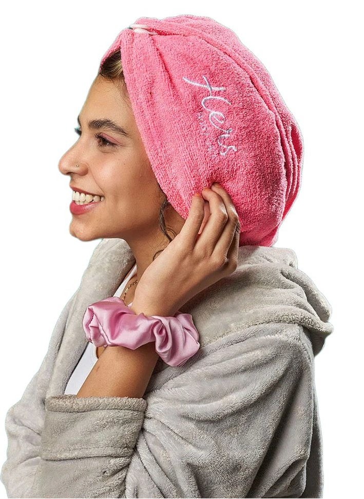 Hers - HERS Anti Frizz Microfiber Towel Quick Drying Hair towel (pink) - Image 1