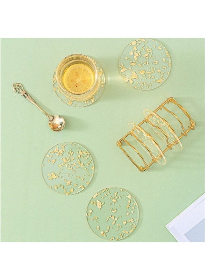 SHAOZHEN Set of 6 Acrylic Drink Coasters, Reusable Tabletop Decorations for Home Counter, Kitchen, Dining Room, Living Room, Patio, Coffee Table (Transparent) - Image 4