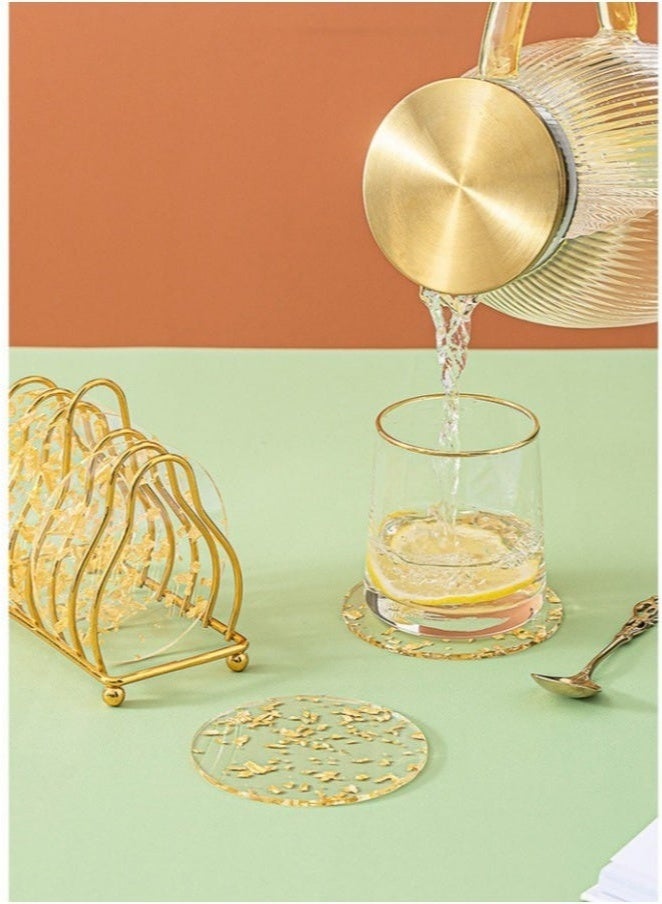 SHAOZHEN Set of 6 Acrylic Drink Coasters, Reusable Tabletop Decorations for Home Counter, Kitchen, Dining Room, Living Room, Patio, Coffee Table (Transparent) - Image 5