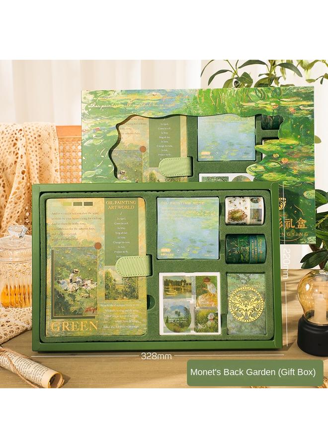 Bluejw Notebook Suit Gift Box Retro Oil Painting Hand Account Book Girl Literature And Art Journal For Primary School Children's Children's Day - Image 1