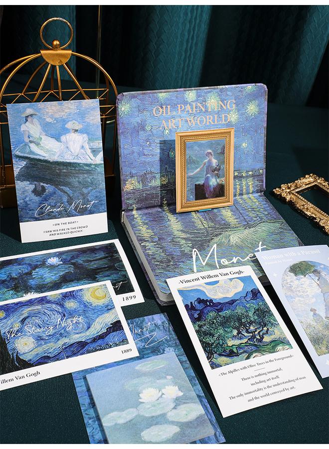 Bluejw Notebook Suit Gift Box Retro Oil Painting Hand Account Book Girl Literature And Art Journal For Primary School Children's Children's Day - Image 3