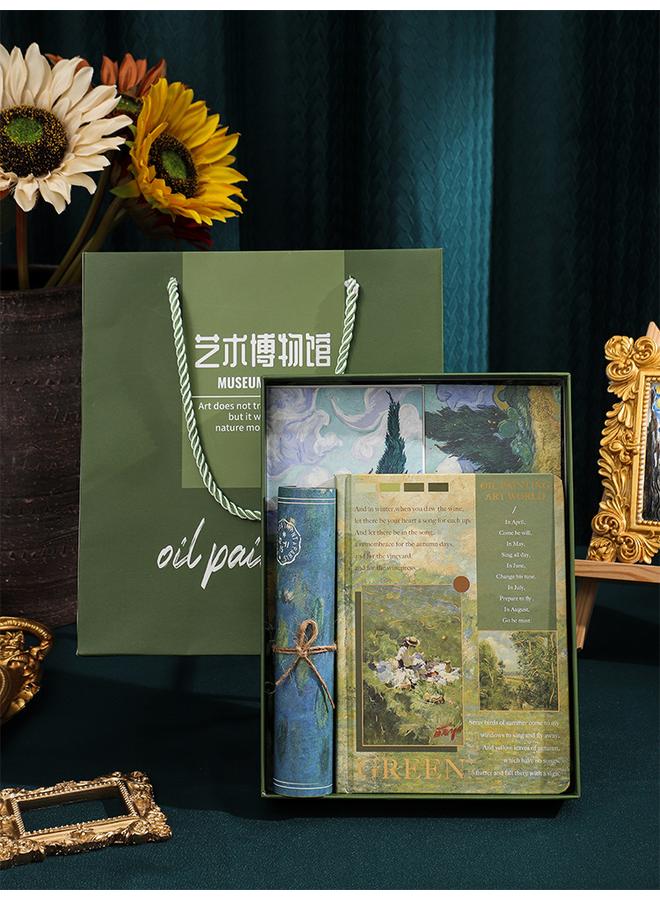 Bluejw Notebook Suit Gift Box Retro Oil Painting Hand Account Book Girl Literature And Art Journal For Primary School Children's Children's Day - Image 4