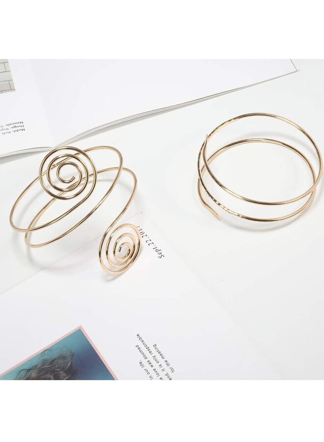 4 PCS Arm Cuff Upper Arm Band Cuff Bracelet Bangle for Women and Girls Adjustable Armband Set, Fashion Simple Open Adjustable Armband Set (A) - Image 2