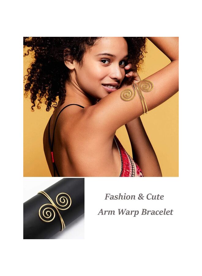 4 PCS Arm Cuff Upper Arm Band Cuff Bracelet Bangle for Women and Girls Adjustable Armband Set, Fashion Simple Open Adjustable Armband Set (A) - Image 4