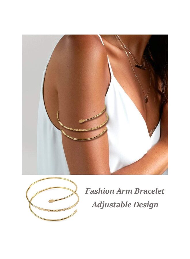4 PCS Arm Cuff Upper Arm Band Cuff Bracelet Bangle for Women and Girls Adjustable Armband Set, Fashion Simple Open Adjustable Armband Set (A) - Image 5