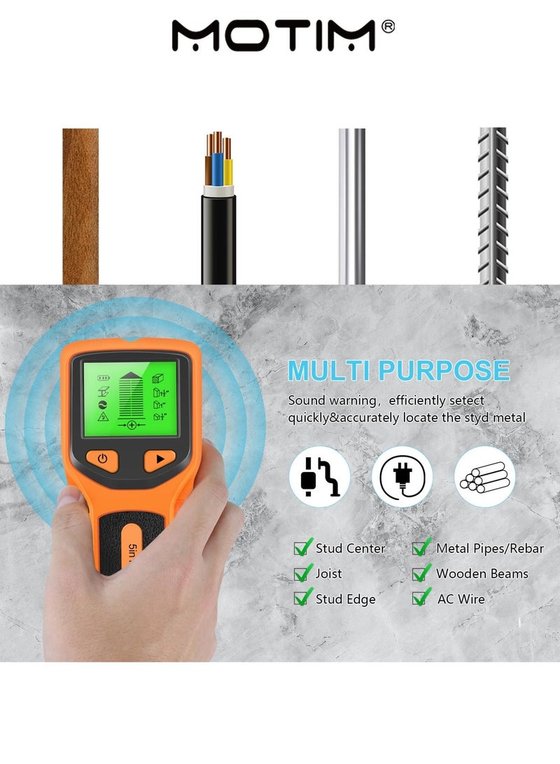 Motim Stud Finder 5 in 1 Electronic Stud Finder Wall Scanner Wall Detector Scanner HD LCD Display Detector for Wood Intelligent Microprocessor Chip for Wood AC Wire Metal Studs Joist Pipe - Image 3