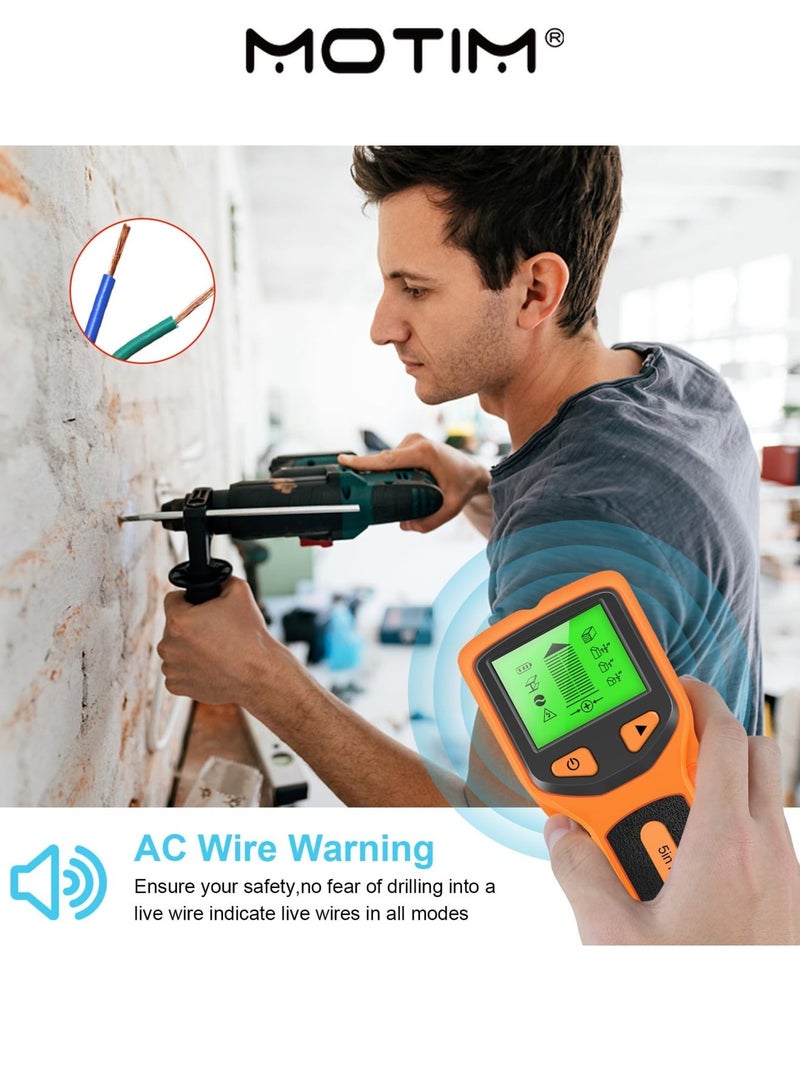Motim Stud Finder 5 in 1 Electronic Stud Finder Wall Scanner Wall Detector Scanner HD LCD Display Detector for Wood Intelligent Microprocessor Chip for Wood AC Wire Metal Studs Joist Pipe - Image 2