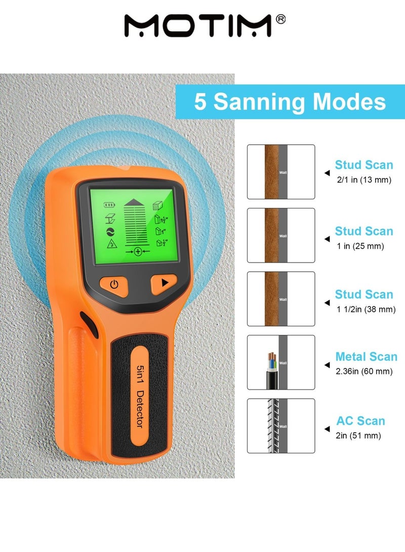 Motim Stud Finder 5 in 1 Electronic Stud Finder Wall Scanner Wall Detector Scanner HD LCD Display Detector for Wood Intelligent Microprocessor Chip for Wood AC Wire Metal Studs Joist Pipe - Image 5