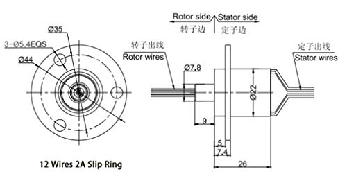 Taidacent 6-30A Slip Ring Collector Ring Rotary Electrical Contact Joint Connector (12 Wires 2A) - Image 2