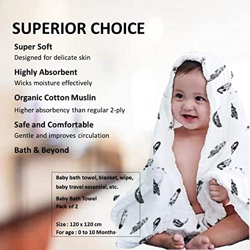MAHAVEER COTTON Cotton Cloth Premium Baby Washable, Reusable, Absorbent,Soft Face Towels/Washcloth Muslin Cotton Cloth for Sensitive Skin Super Soft Hygiene Eco-Conscious & Safe (Pack of 2) Feather and Plus Print - Image 4