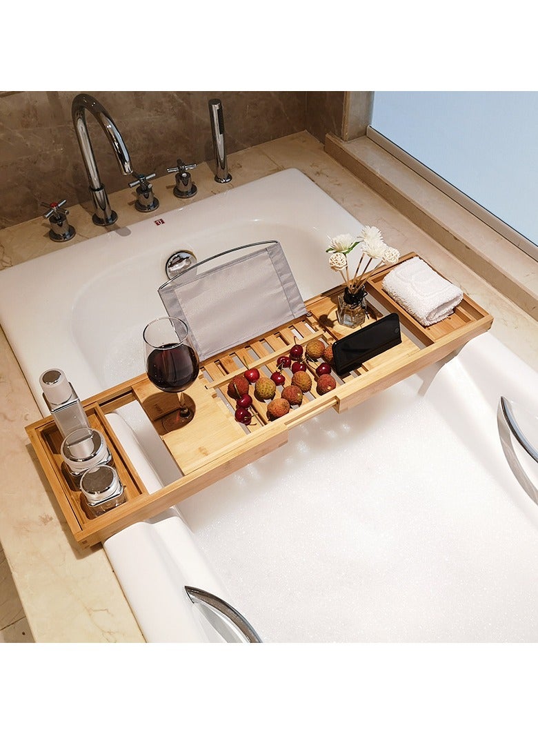 Bath Caddy Bridge,Bathtub Tray Bamboo Bathtub Stand Holder Adjustable Bath Tray With Extendable Luxury Book Rest, Device Tablet, Kindle, Ipad, Smart Phone Tray For A Home Spa Experience  - Image 2