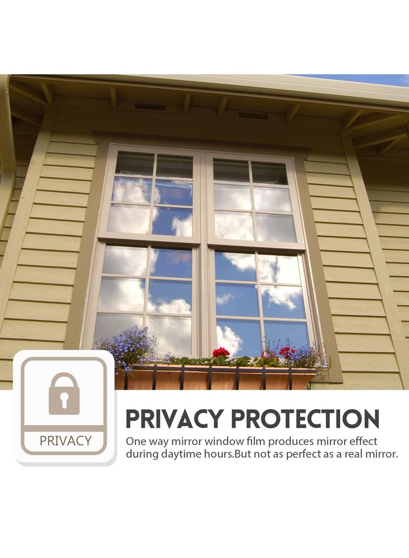 Sweet seven فيلم تظليل نوافذ فضي أسود للخصوصية المنزلية | التحكم في الحرارة، مضاد للأشعة فوق البنفسجية، لاصق ثابت | تغطيات أبواب زجاج ملون قابلة للإزالة | ملصقات بدون غراء | 23.6x39.4 بوصة - Image 3