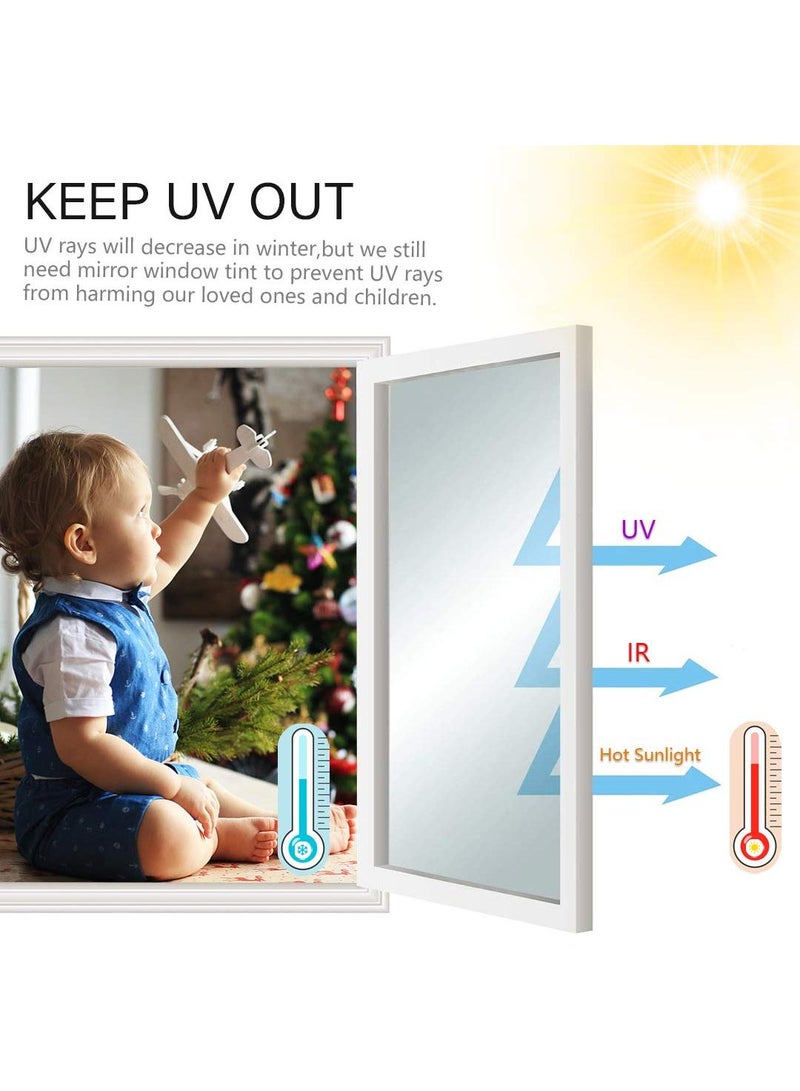 Sweet seven فيلم تظليل نوافذ فضي أسود للخصوصية المنزلية | التحكم في الحرارة، مضاد للأشعة فوق البنفسجية، لاصق ثابت | تغطيات أبواب زجاج ملون قابلة للإزالة | ملصقات بدون غراء | 23.6x39.4 بوصة - Image 5