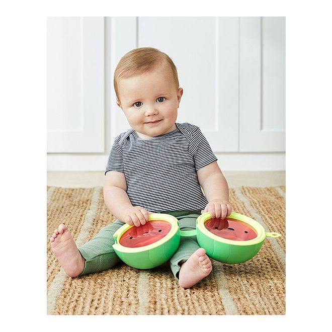 Skip Hop Farmstand Rattle Melon Drum - Musical Toy for Babies, Easy Grip, 2-in-1 Crawl Ball Function, 6+ Months - Image 5