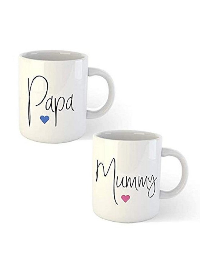 Days Anniversary Gift For Mom And Dad Coffee Mugs Set - 2 Papa And Mummy Quotes Printed White Ceramic Mug Cup Best Gift For Mother On Birthday/Mother'S (B0965Rwp3R) - 330 Ml - Image 1