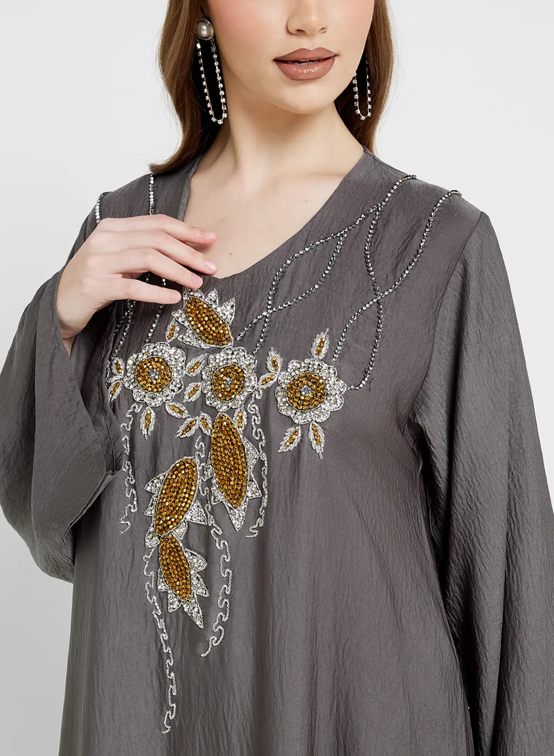 hayas closet Embellished Jalabiya with Belt