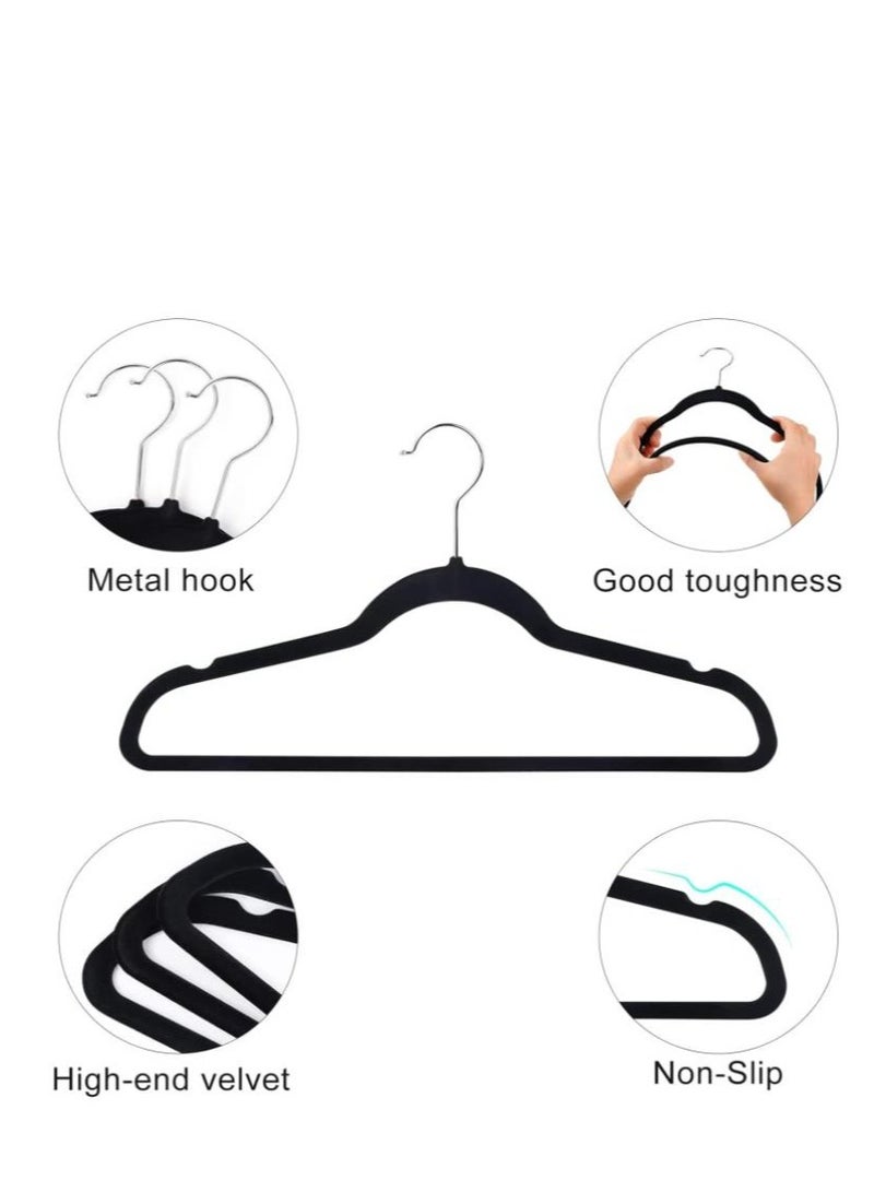 Golden 50-Pack Clothes Hangers 45cm Velvet Coat Hangers Non-Slip Space Saving Hangers Adult Hangers ... (Black)  - Image 3