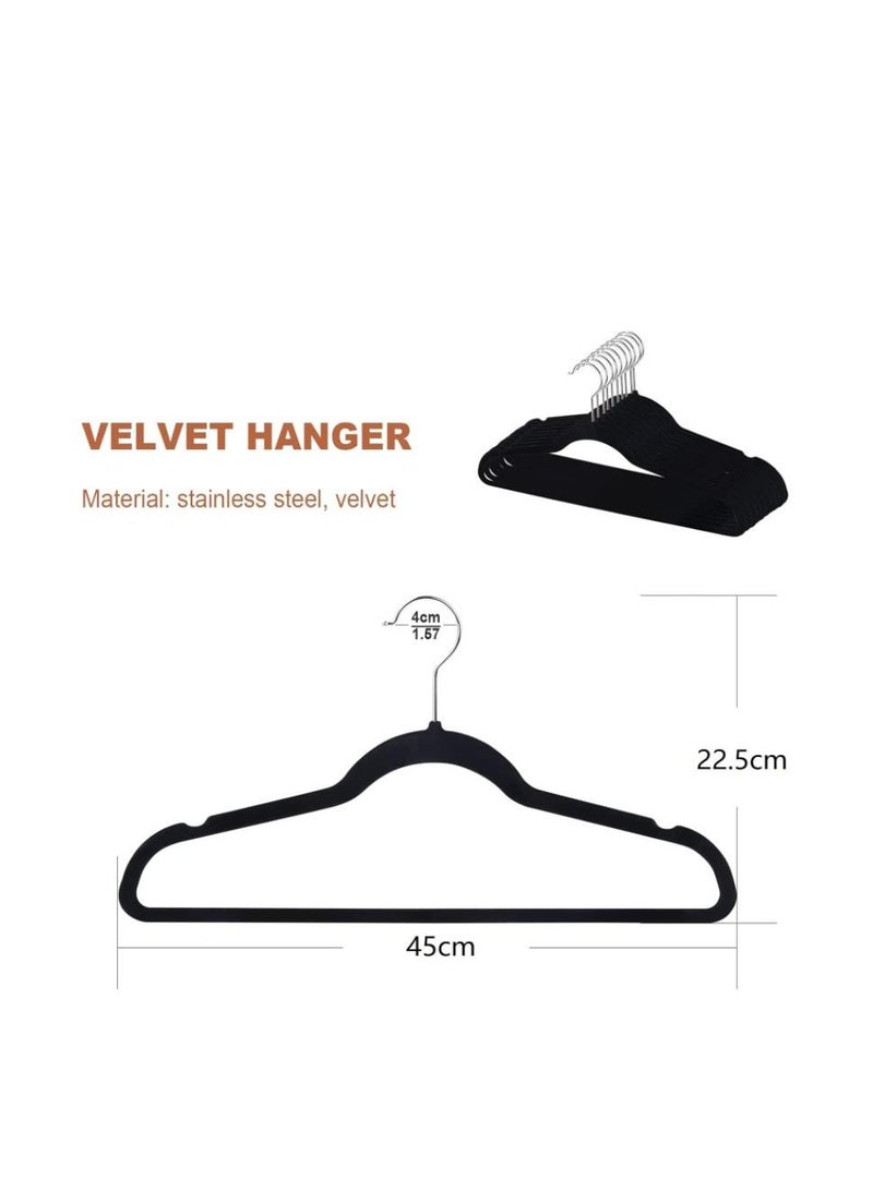Golden 50-Pack Clothes Hangers 45cm Velvet Coat Hangers Non-Slip Space Saving Hangers Adult Hangers ... (Black)  - Image 2