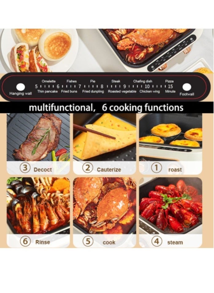 XiuWoo - Red Color - Deepen Height Large Capacity Electric Baking Pan and Cooking Machine, 6 Functions, Can Fry, Bake, Boil, Steam, Cook and Clean - Image 1