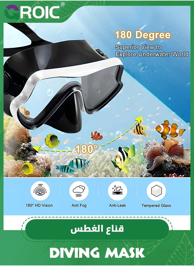 GROIC Snorkeling Gear for Adults,Snorkel Mask Adult Dry Snorkel Set Panoramic View Anti-Fog Scuba Diving Mask,Swimming Glasses Swim Dive Mask for Snorkeling Swimming Travel,Snorkeling Kit Diving Packages  - Image 3